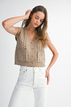 Load image into Gallery viewer, Latte Cable Knit Sweater Vest
