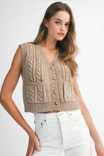 Load image into Gallery viewer, Latte Cable Knit Sweater Vest
