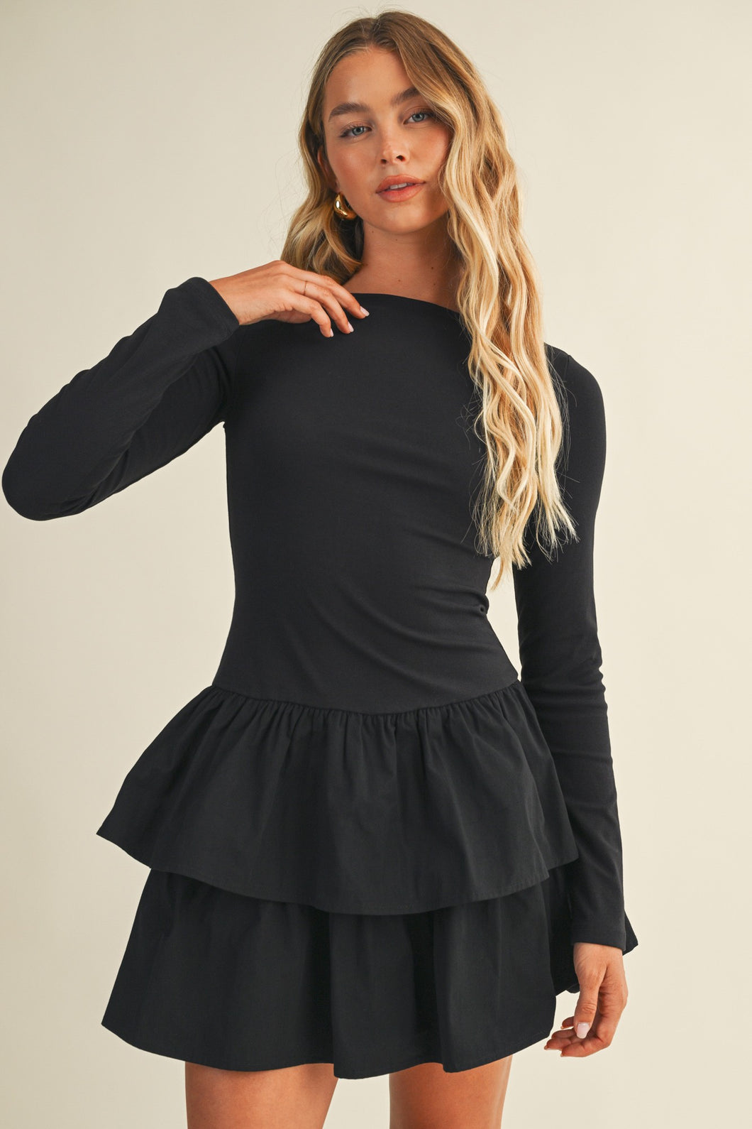 Tiered Ruffle Dress (Black)