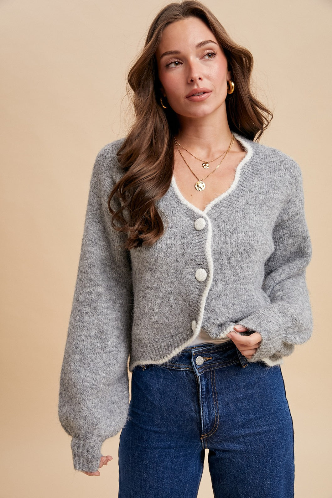 Scalloped Cardigan (Grey)