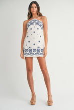 Load image into Gallery viewer, Embroidered Halter Mini Dress (White)
