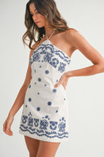 Load image into Gallery viewer, Embroidered Halter Mini Dress (White)
