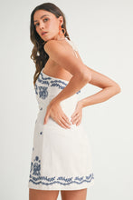 Load image into Gallery viewer, Embroidered Halter Mini Dress (White)
