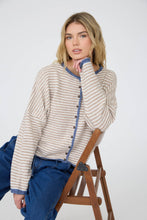 Load image into Gallery viewer, Striped Cardigan (Taupe + Blue)

