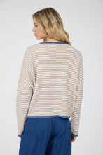 Load image into Gallery viewer, Striped Cardigan (Taupe + Blue)
