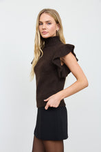 Load image into Gallery viewer, Chocolate Ruffle Sleeve Sweater Vest

