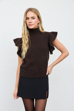 Load image into Gallery viewer, Chocolate Ruffle Sleeve Sweater Vest
