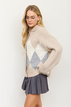 Load image into Gallery viewer, Collared Argyle Cardigan
