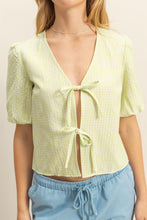 Load image into Gallery viewer, Rosie Gingham Blouse (Lime)
