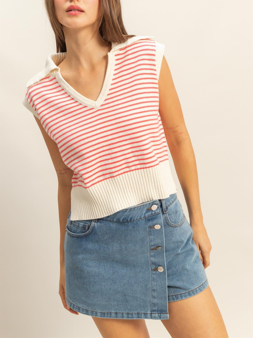 Harbor Sweater Vest (Coral)