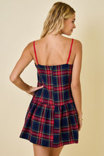 Load image into Gallery viewer, Plaid Drop Waist Dress (Navy)
