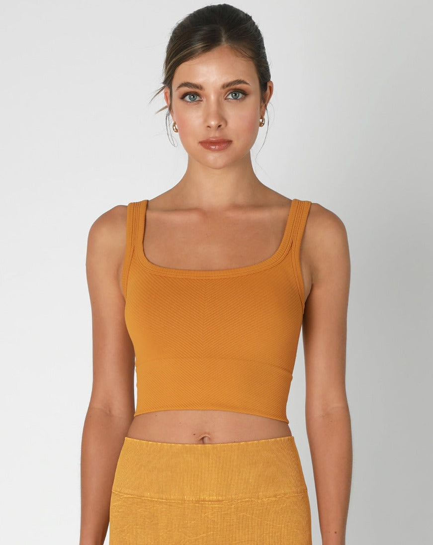 Chevron Scoop Neck (Ochre)