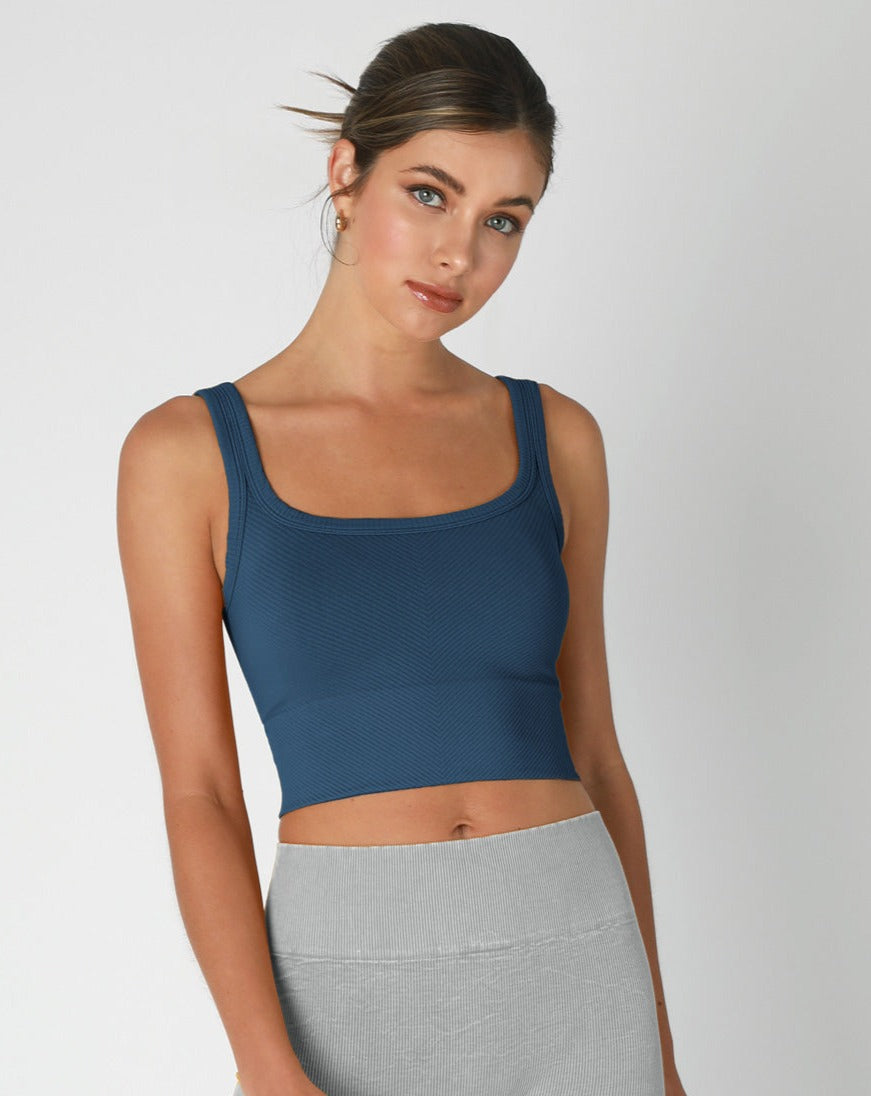 Chevron Scoop Neck (Blue Opal)