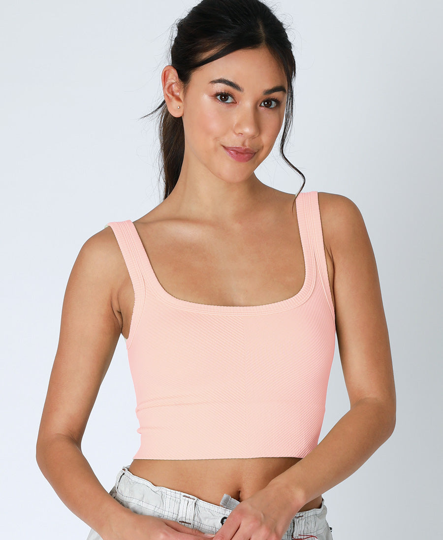 Chevron Scoop Neck (Peachy Pink)