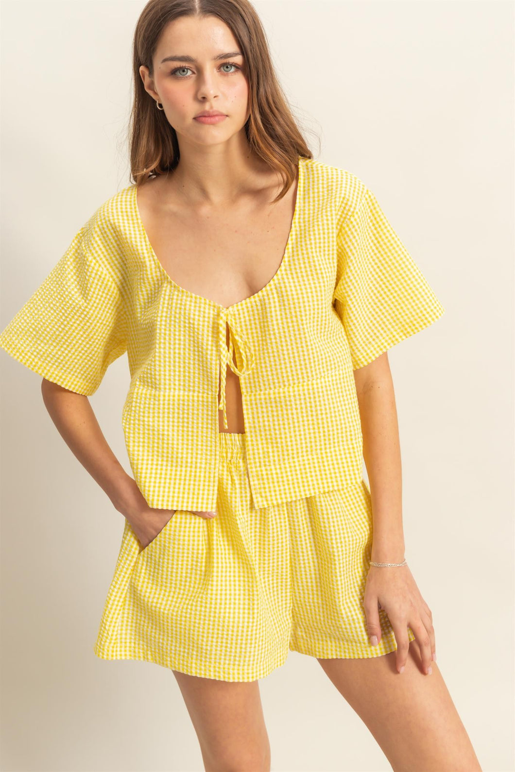 Gingham Set Top (Yellow)