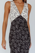 Load image into Gallery viewer, Cream + Black Floral Maxi Dress
