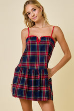 Load image into Gallery viewer, Plaid Drop Waist Dress (Navy)
