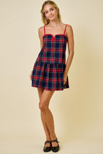 Load image into Gallery viewer, Plaid Drop Waist Dress (Navy)
