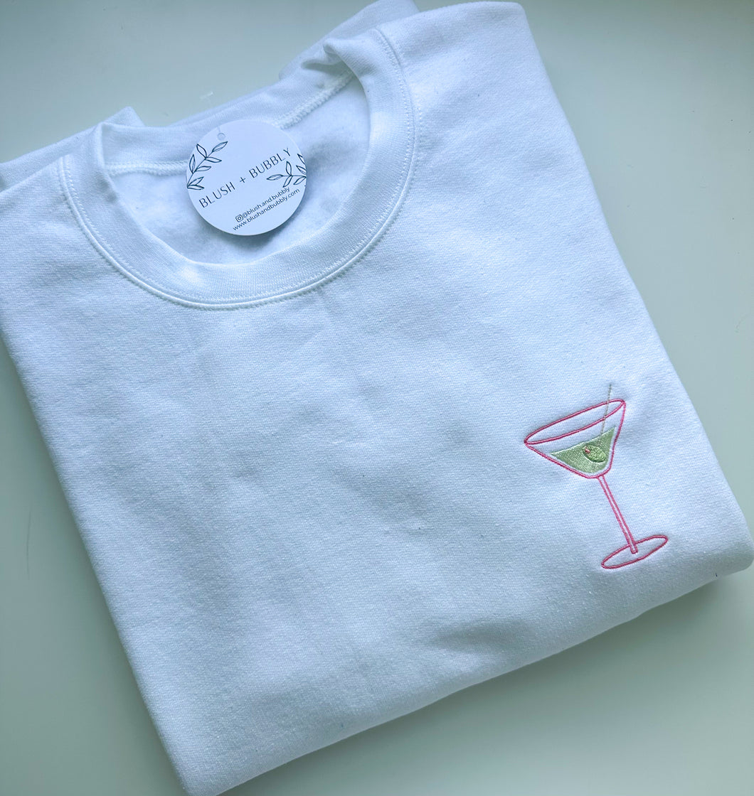 Dirty Martini Embroidered Sweatshirt (White)