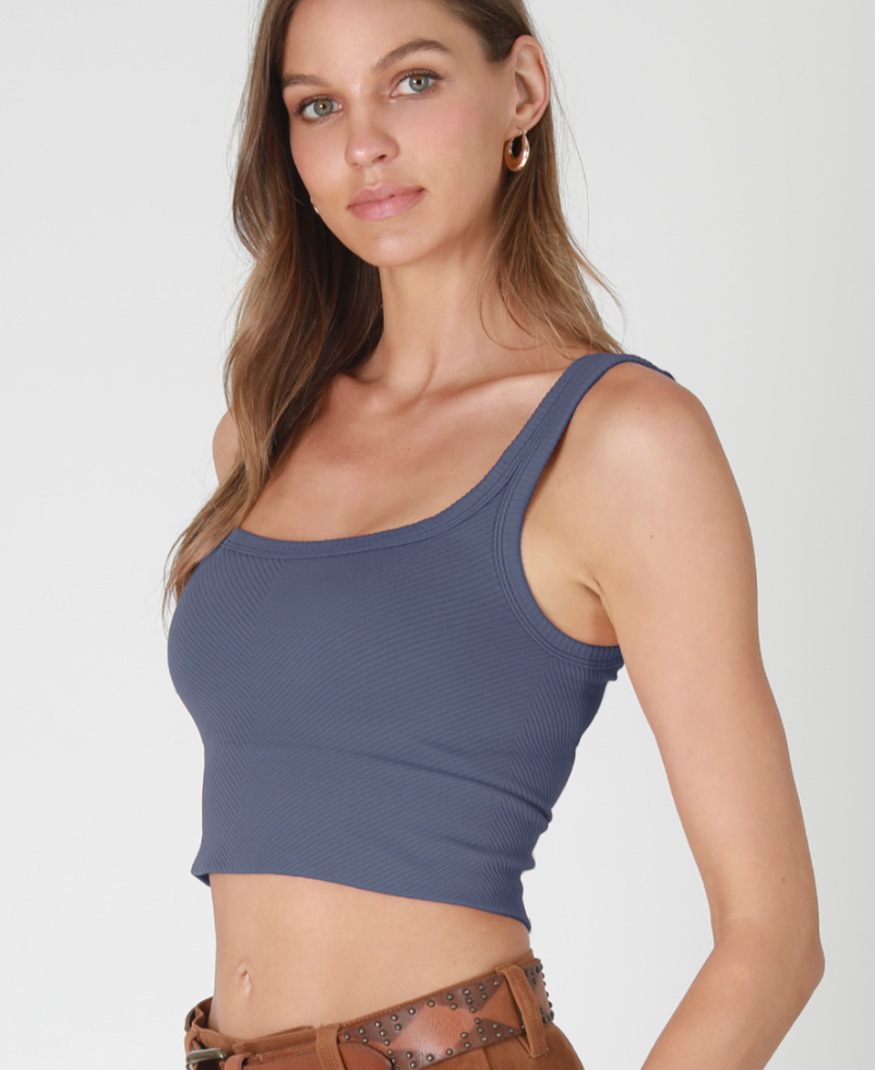 Chevron Scoop Neck (Crown Blue)