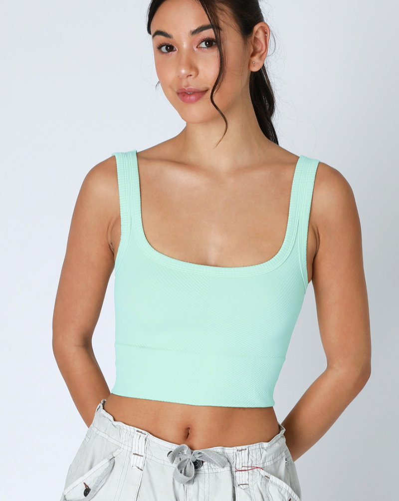 Chevron Scoop Neck (Aqua)