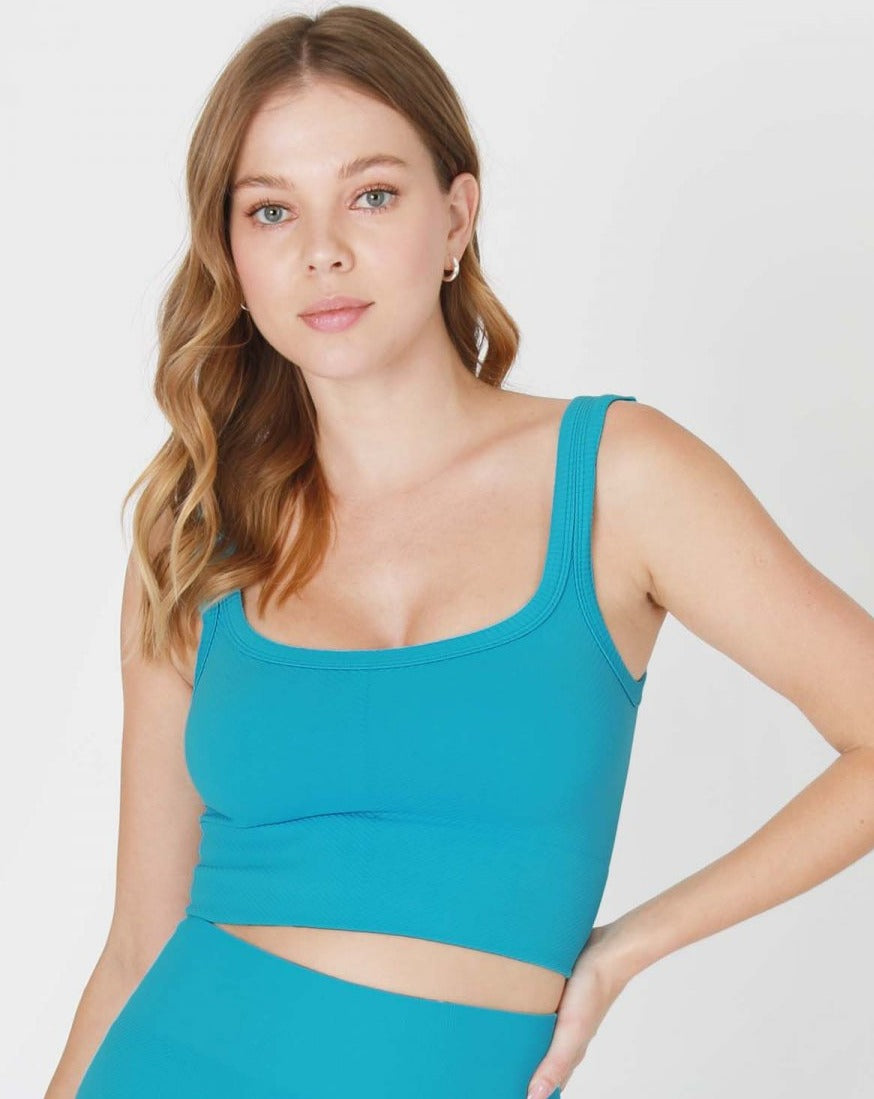 Chevron Scoop Neck (Horizon Blue)