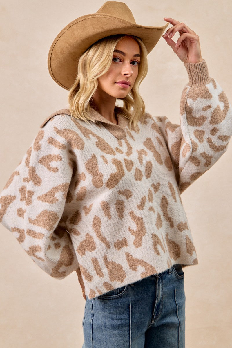 Leopard Collared Sweater