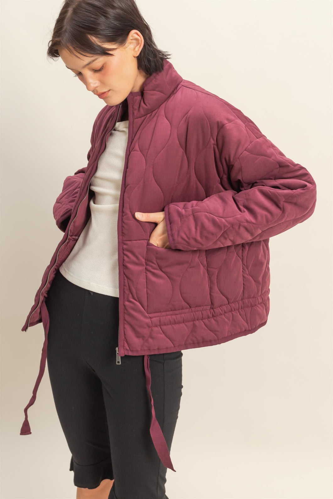 New England Quilted Jacket (Wine)