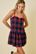 Load image into Gallery viewer, Plaid Drop Waist Dress (Navy)
