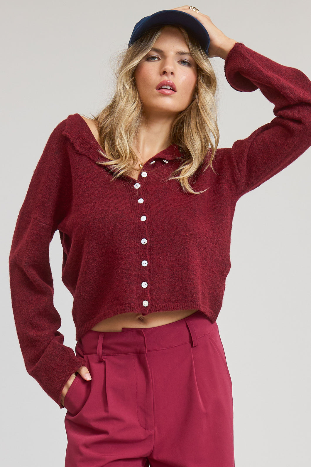 Piper Cardigan (Burgundy)