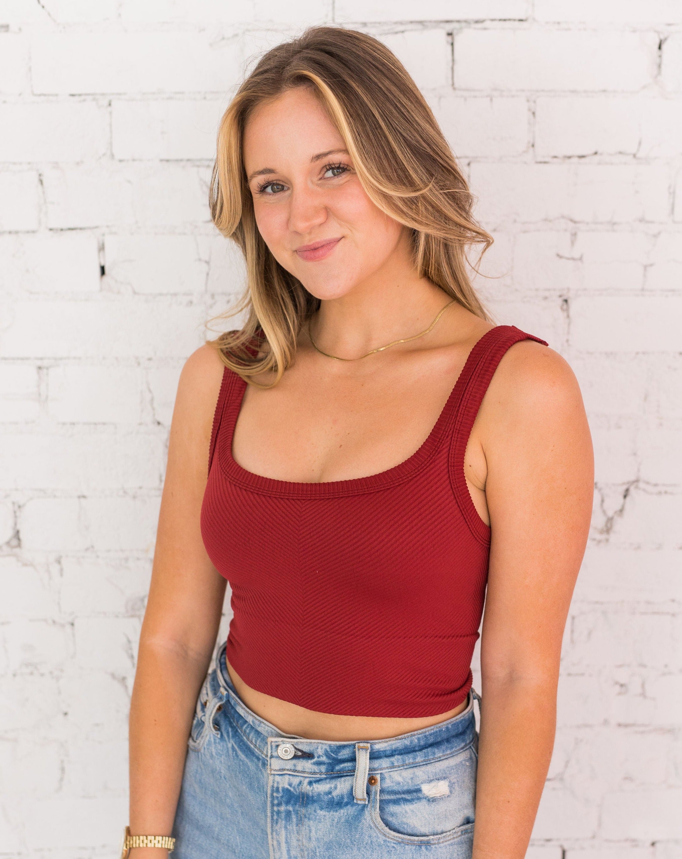 Chevron Scoop Neck (Sun-dried Tomato)