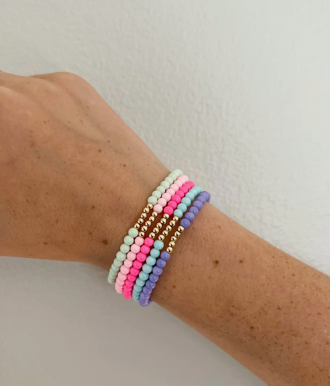 Colorful Gold Plated Beaded Bracelets